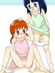 minimal hentai - two very young girls show their pussy
