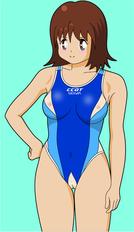 minimal hentai - a girl in partially transparent swimsuit