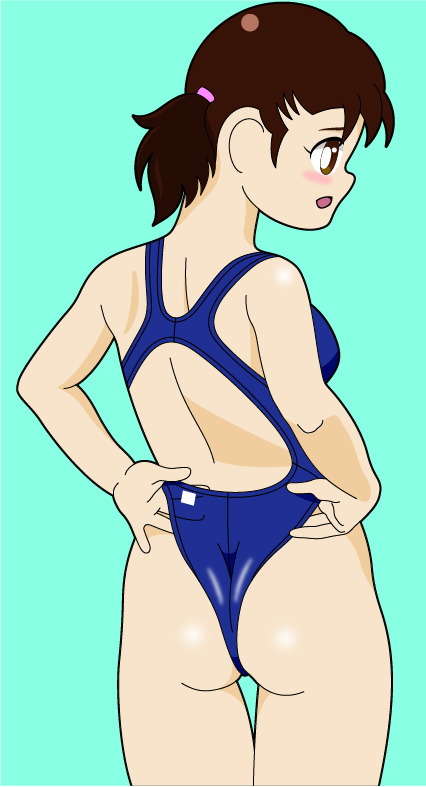 minimal hentai - a swimsuit girl shows her butt