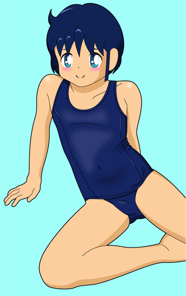 minimal hentai - a boy in a one-piece (girl's style) swimsuit (trap)